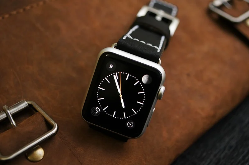 AWBF45-D123-WHITE handgefertigt Vintage Leder Uhrenarmband incl. Lugs Adapter für Apple Watch 1 und 2 (oder Apple Watch Sport) 42mm oder 38mm – Bild 4